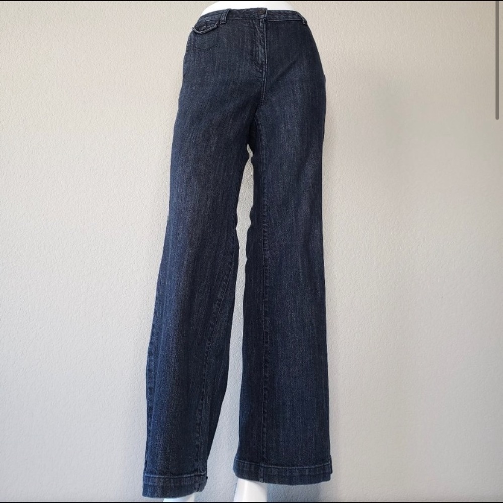 NY&C Wide Leg Flare Dark Wash Jean Trousers